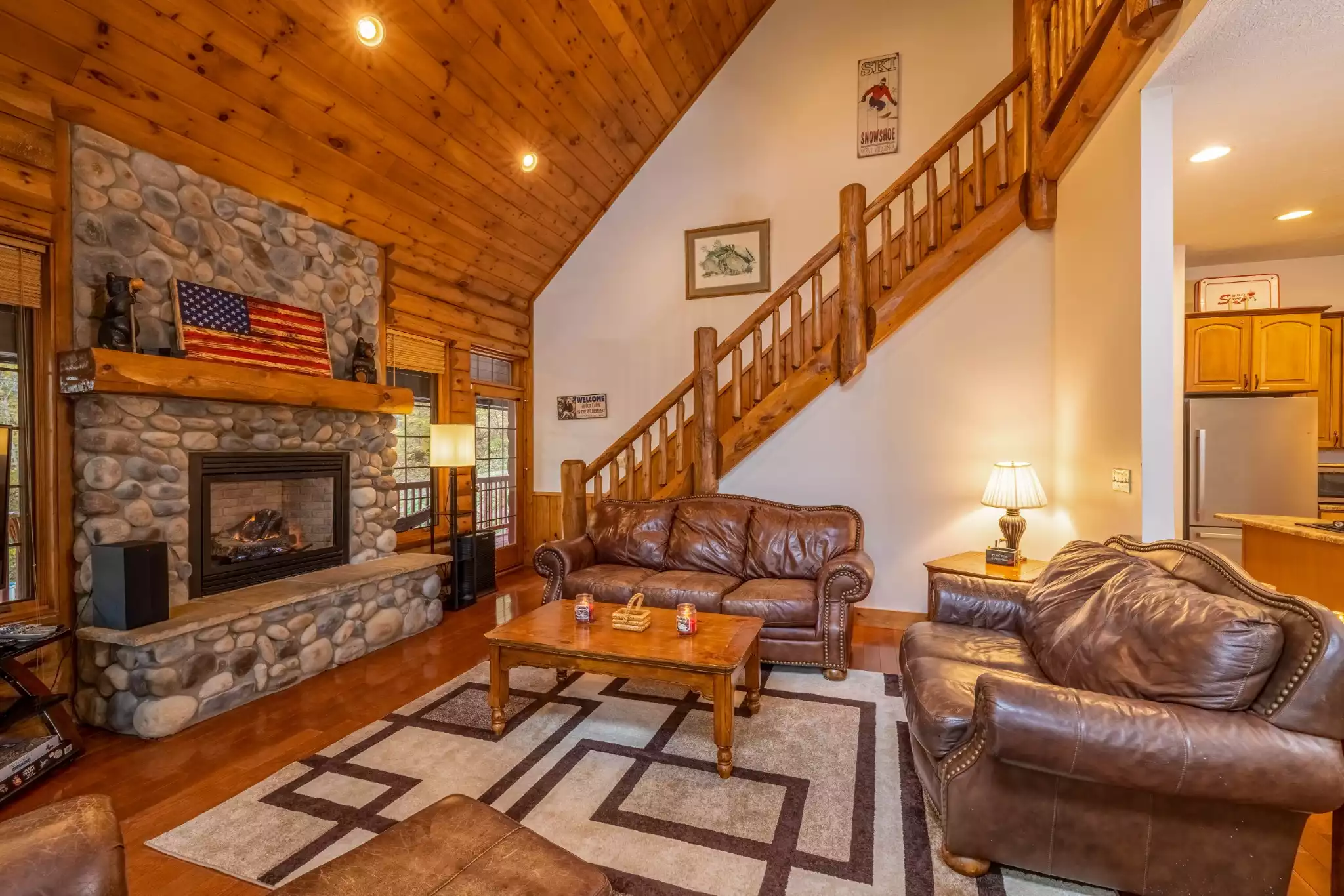 Living Room (Fire Place) - Snow Shoe Mountain Retreat - Slaty Fork