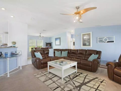 Open plan aspect and lots of natural lighting. Remote control ceiling fans