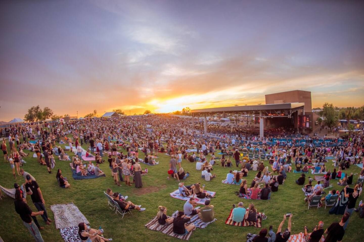 Vibrant sunset concert atmosphere
