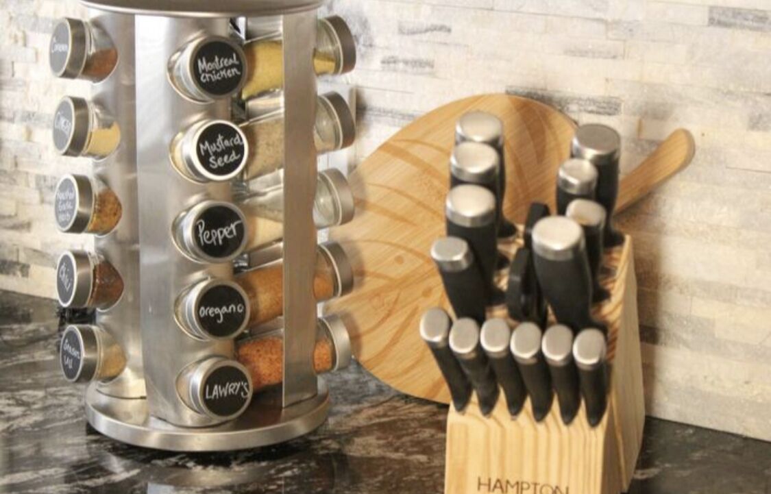 Stocked spices and cutlery