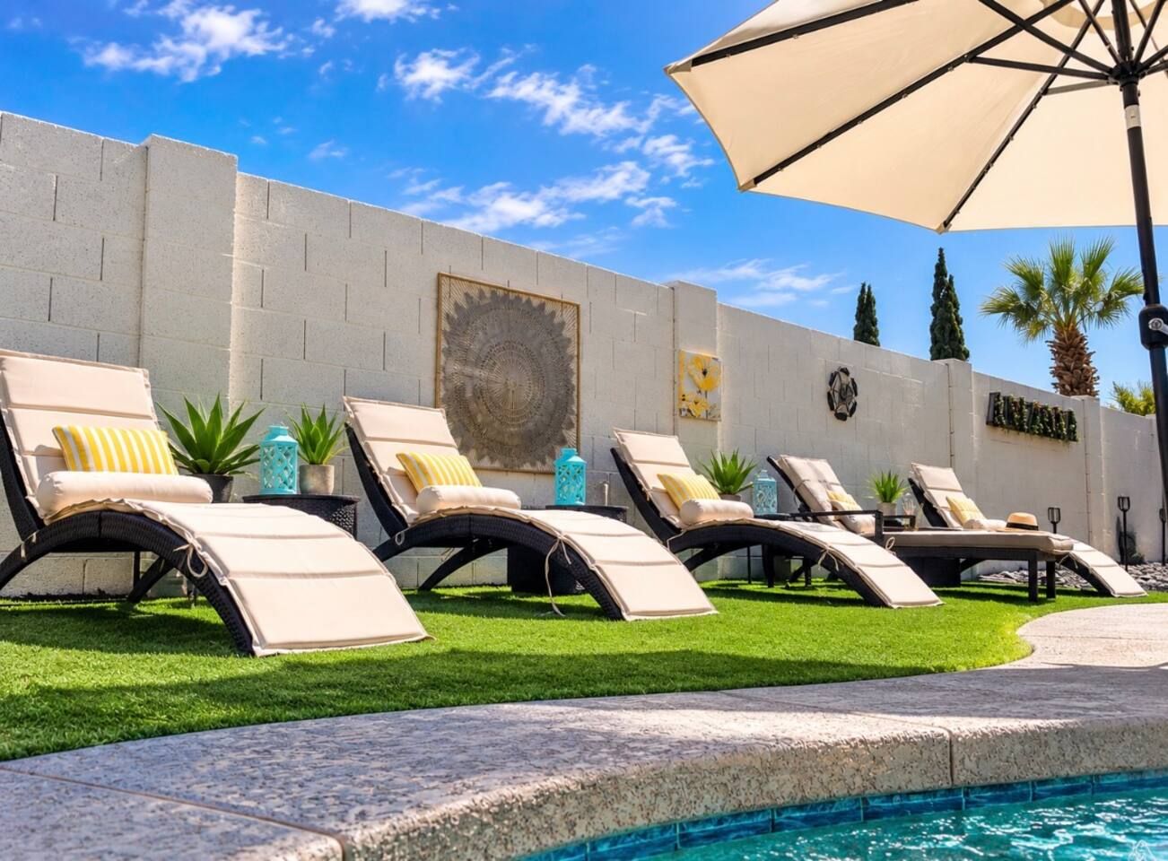 Pool chairs to come home with that Arizona golden tan. Stadium Oasis, Glendale, Arizona.