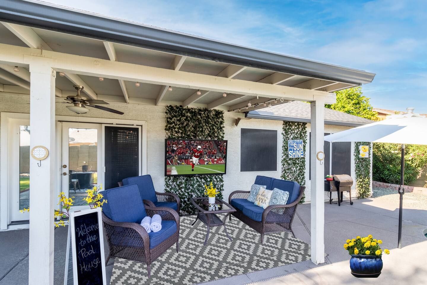 Movies from the patio or from the pool. Stadium Oasis Glendale, Arizona