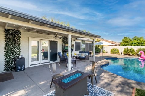 Fire and water. A fire pit for chilly nights or just a great ambiance at night on the patio.
