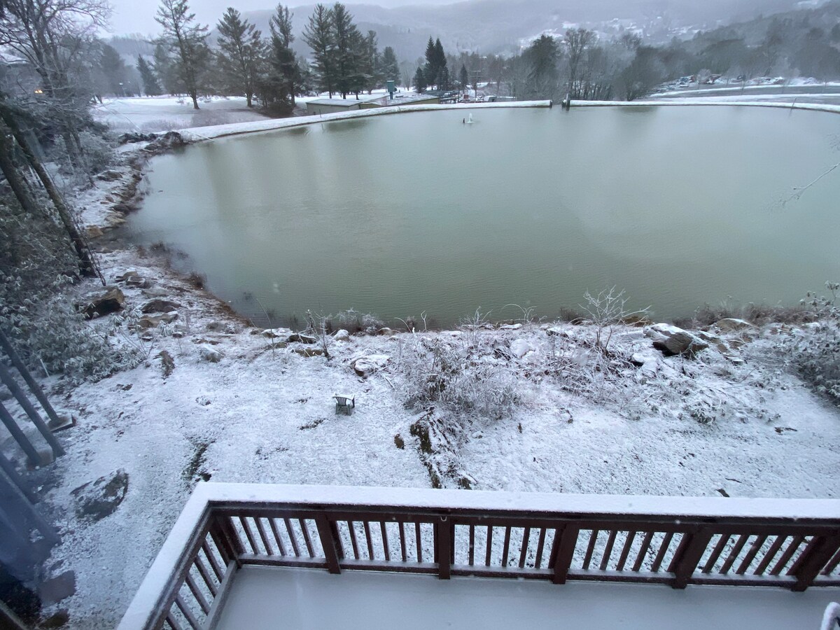 View from the “Winter” bedroom and it could be yours. Every day brings amazing views of the unique reflections from sunrise to sunset.   Suite Escape@Snowlake   3-30 NTS | WALK to Lifts