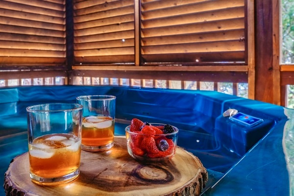 Indulge in relaxation with your own private outdoor hot tub, perfect for unwinding and rejuvenating.