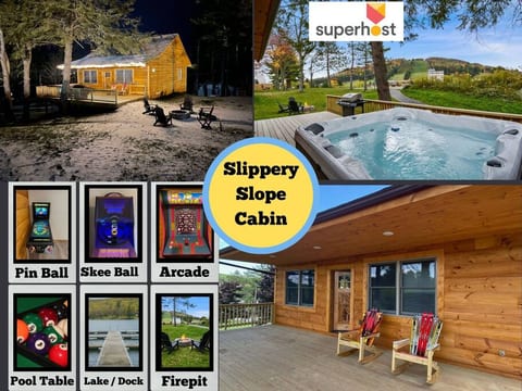 Slippery Slope has all of the amenities for a memorable and fun vacation including LAKE ACCESS, dock (for rent), hot tub, game room, fireplace & fire pit!  Book your stay today!