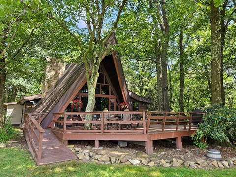 Front of cabin taken from firepit area.
