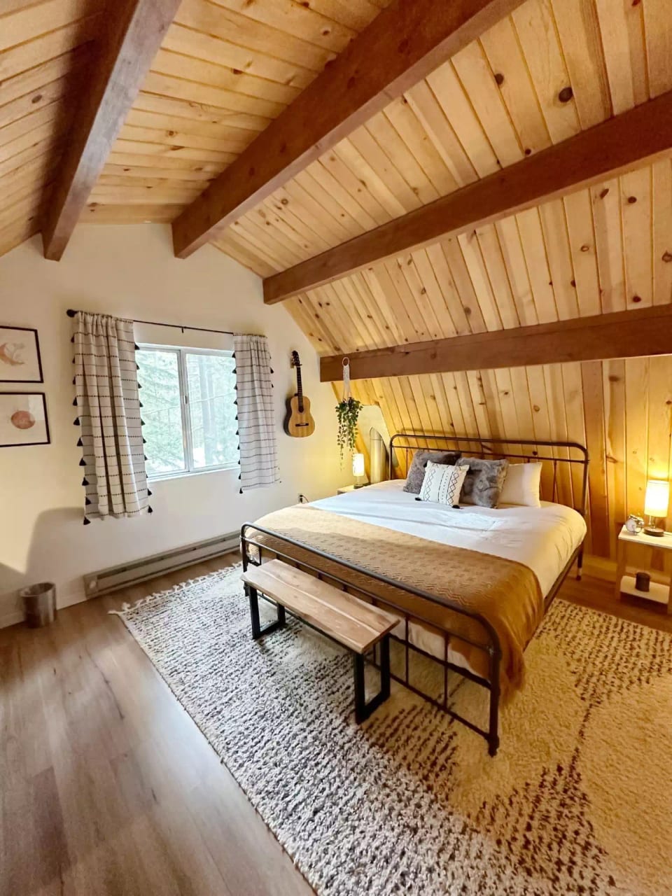 Upstairs - main bedroom with king bed. Located next to the loft.
