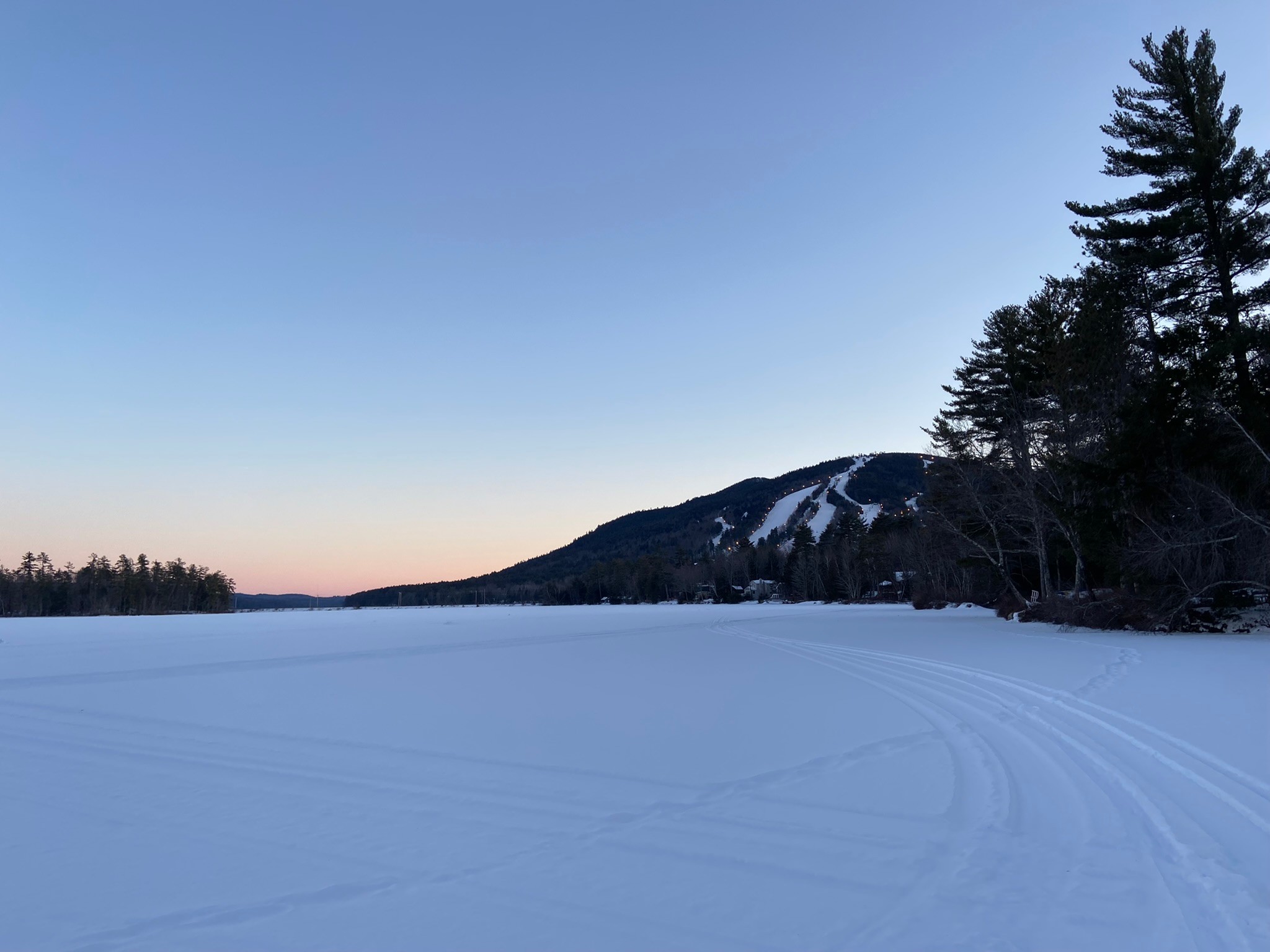 Dusk view of Pleasant Mt. from Moose Pond 