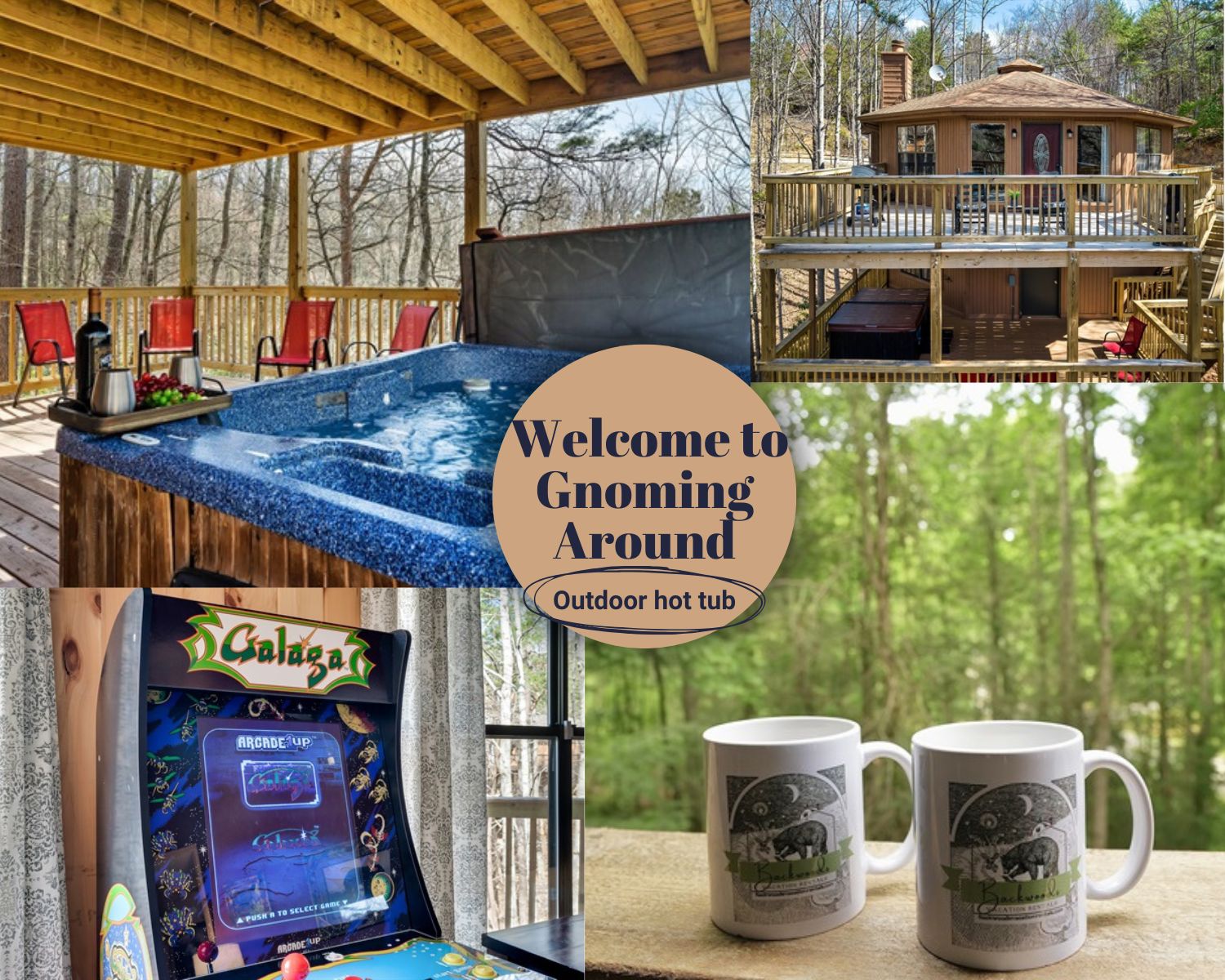 Welcome to Gnoming Around. Enjoy the crisp mountain air as you unwind on the deck in the Great Smoky Mountains.