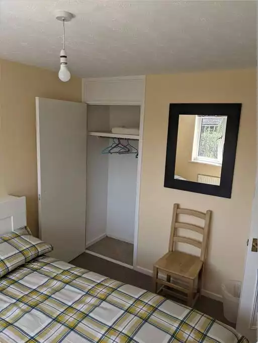 Built in storage cabinet for suitcase with coat hanger.
Xtra storage is also available in our convertible lofts. Built in storage cabinet for suitcase with coat hanger.
Xtra storage is also available in our convertible lofts. - Double BR w NFLX/Workspace beside IKEA Reading - Calcot