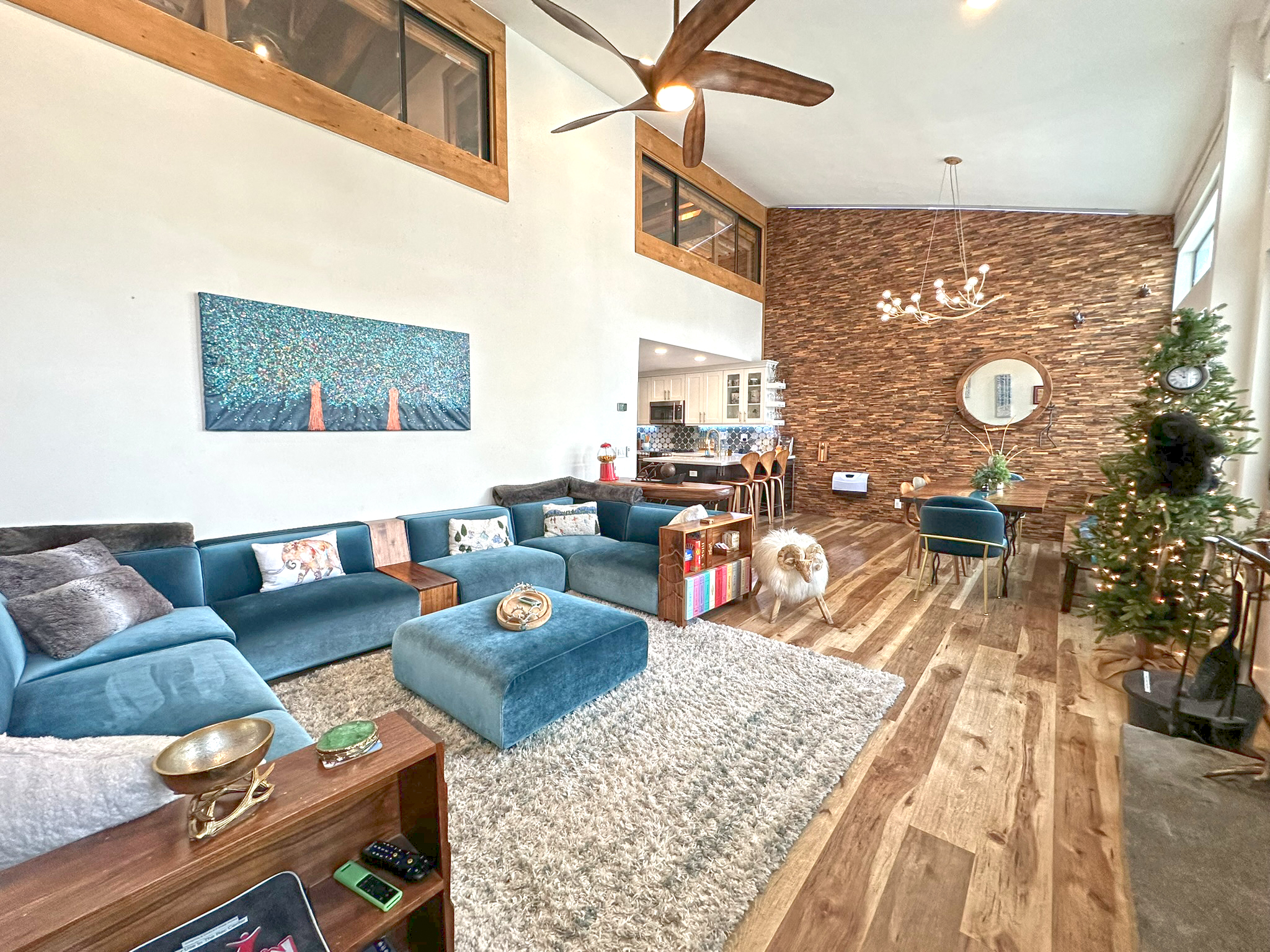 Living Room with custom furniture, fireplace, games, Premium channel, loads of entertainment options