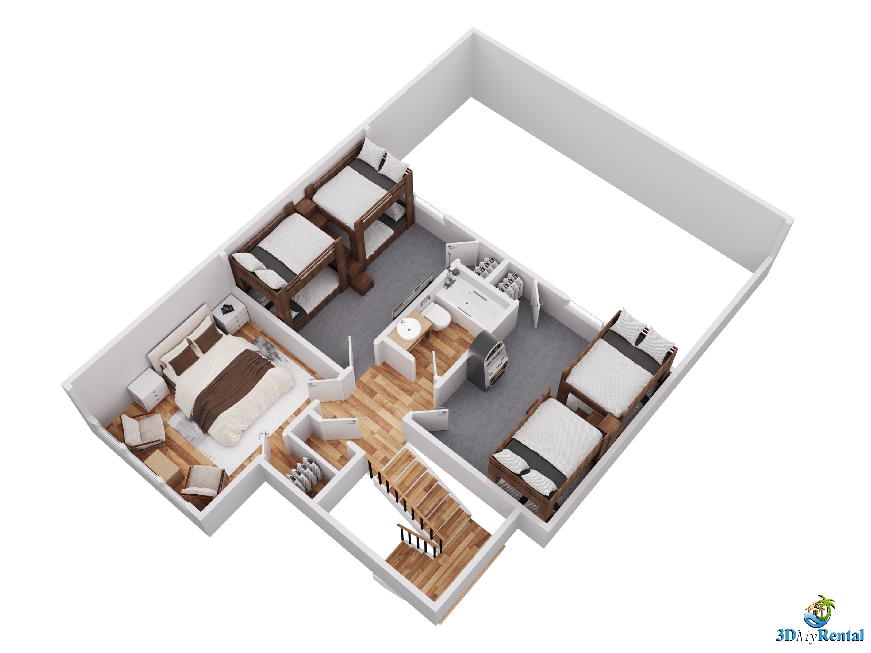 Gondola Chalet Floor Plan 2nd floor (3rd fl of building)