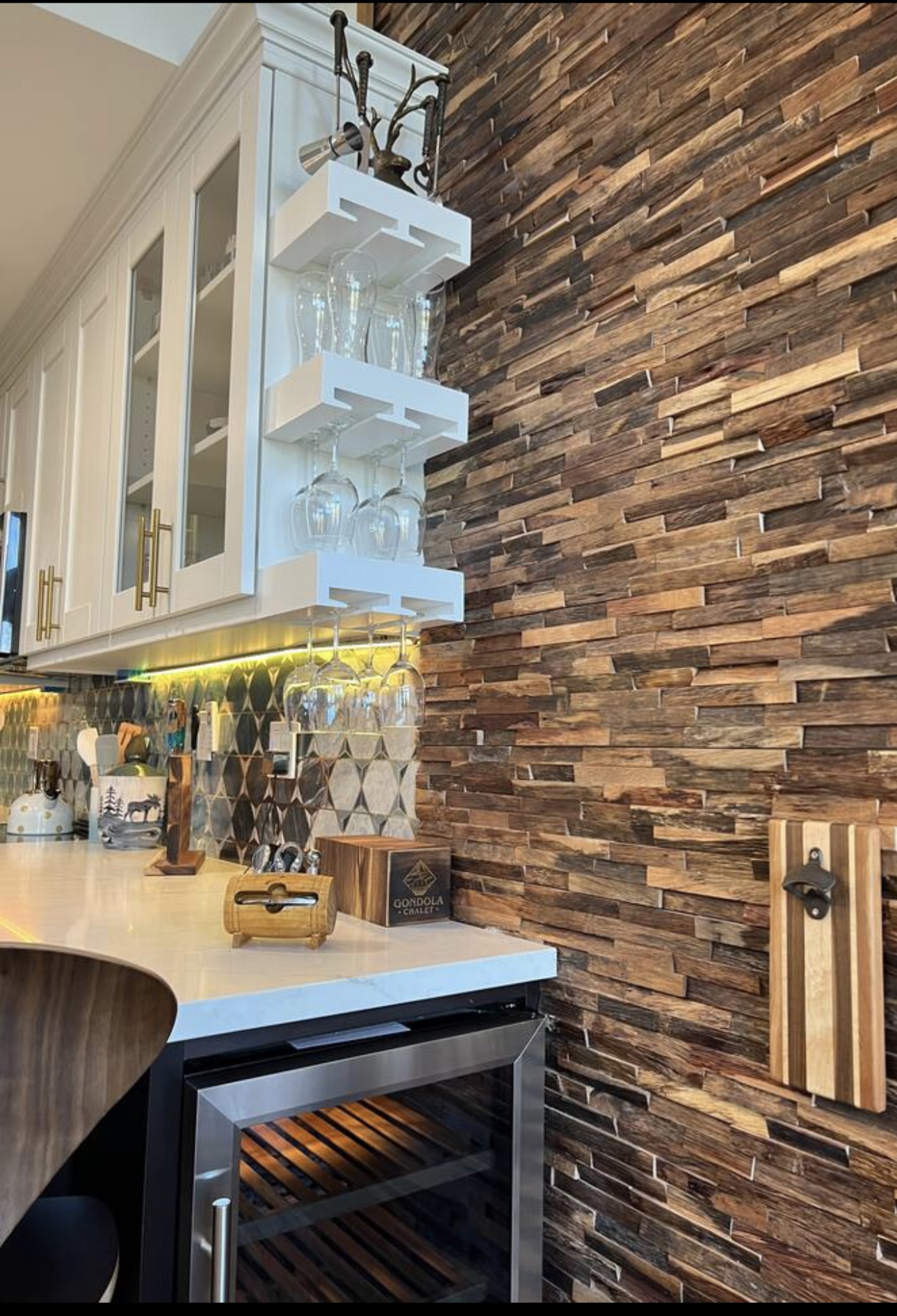 Wine fridge bar area