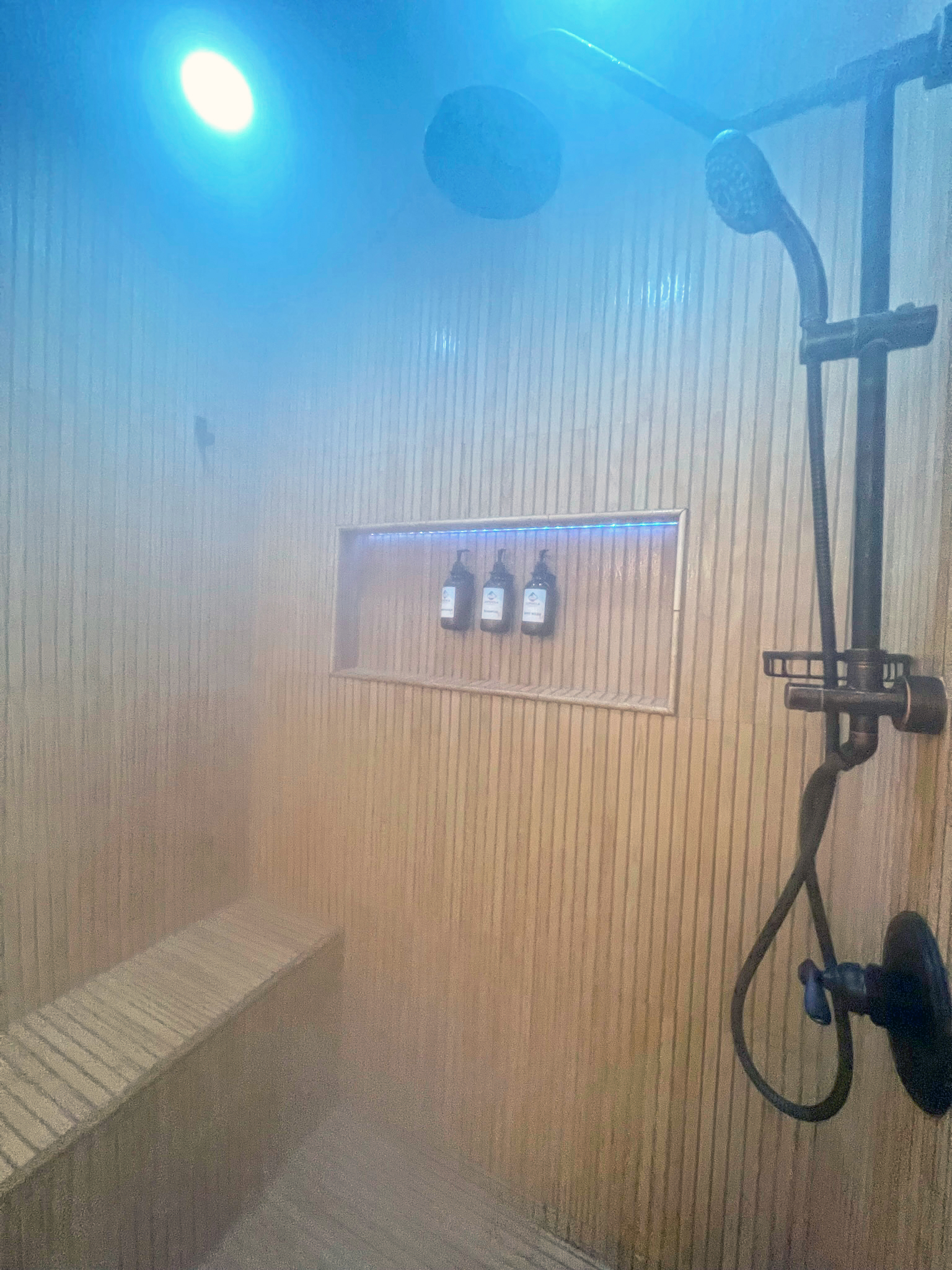 Steamroom, Light therapy, music for a full spa experience