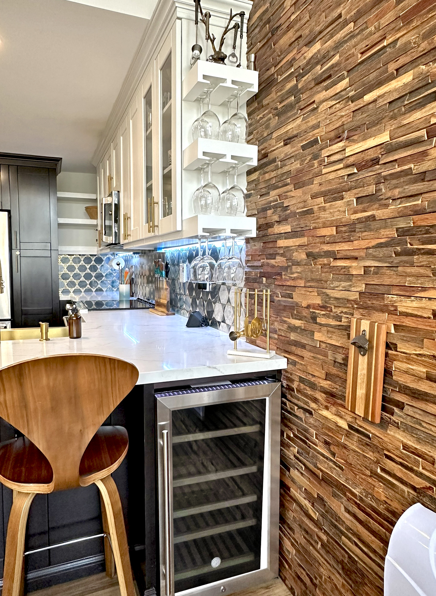 Wine fridge bar area