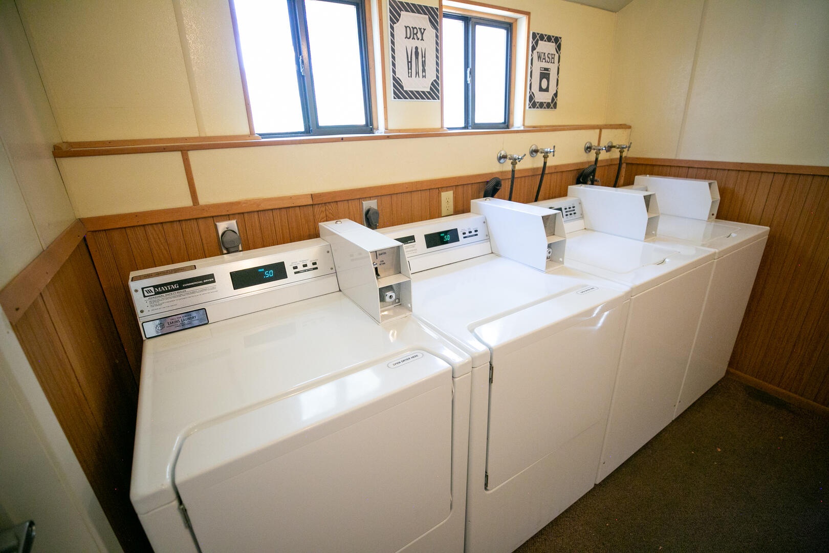 Washers & Dryers located in the club house