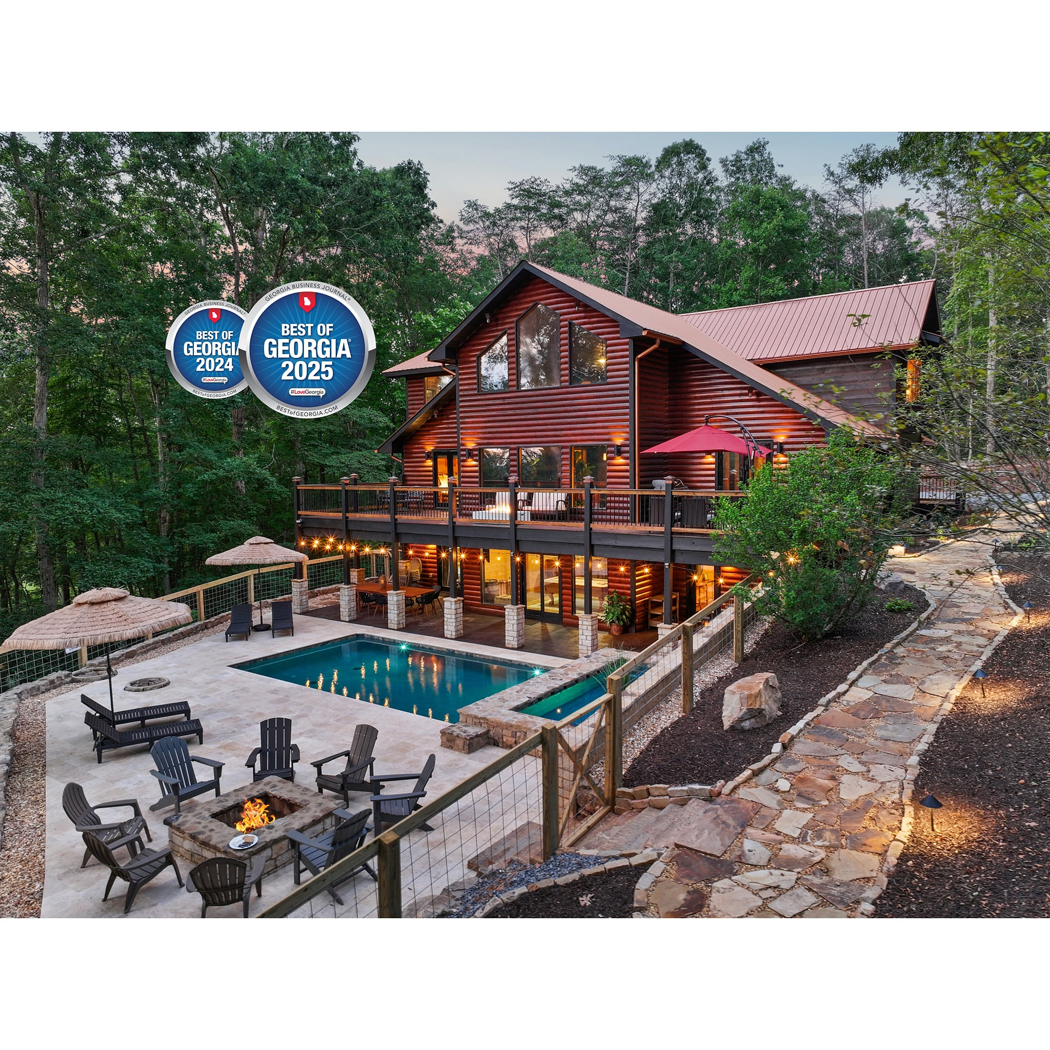 Southern Hospitality Lodge, swimming pool, 14 foot hot tub, poolside fire pit