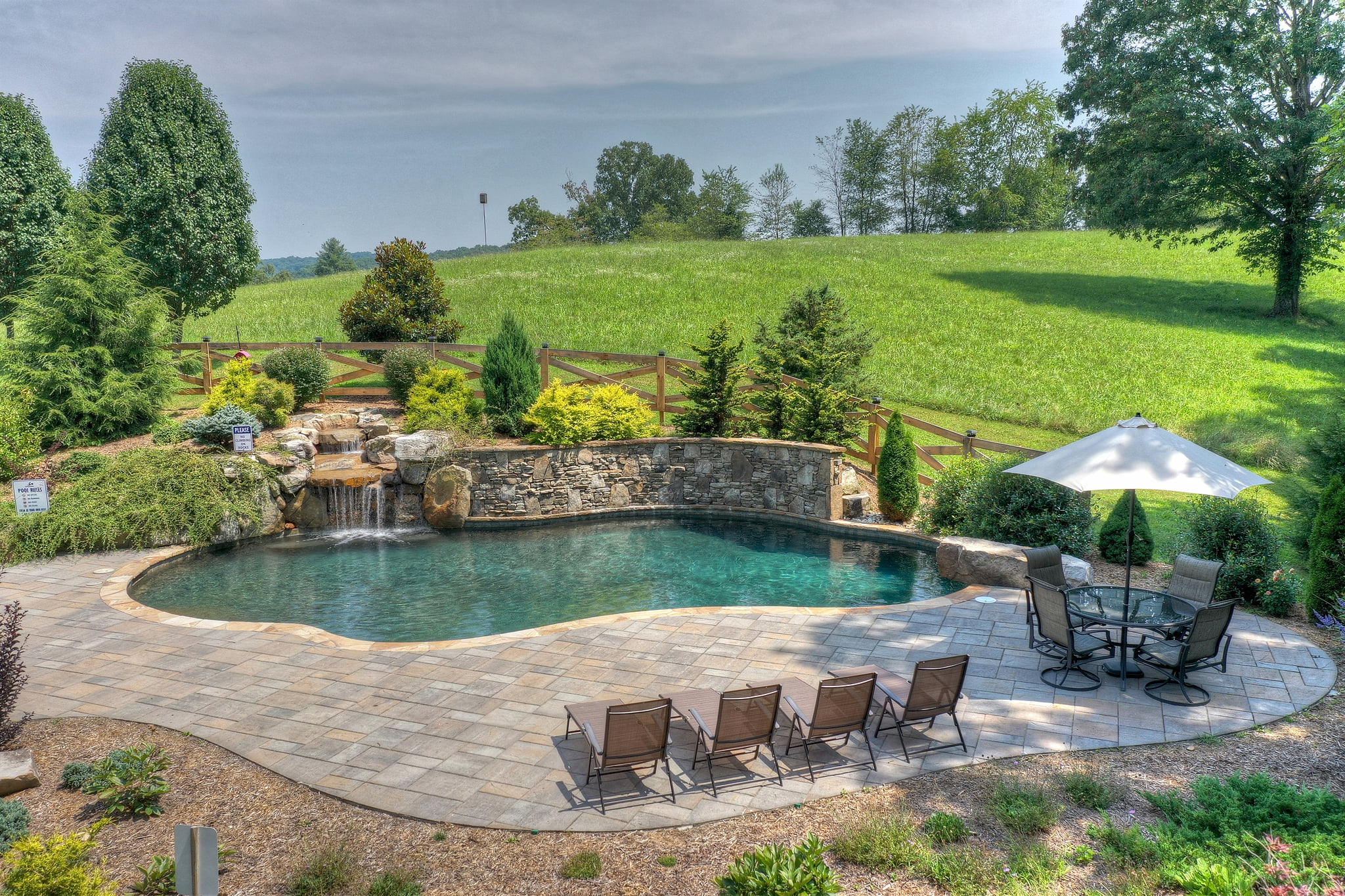 Waterfall Pool and Sunsets over the pasture 