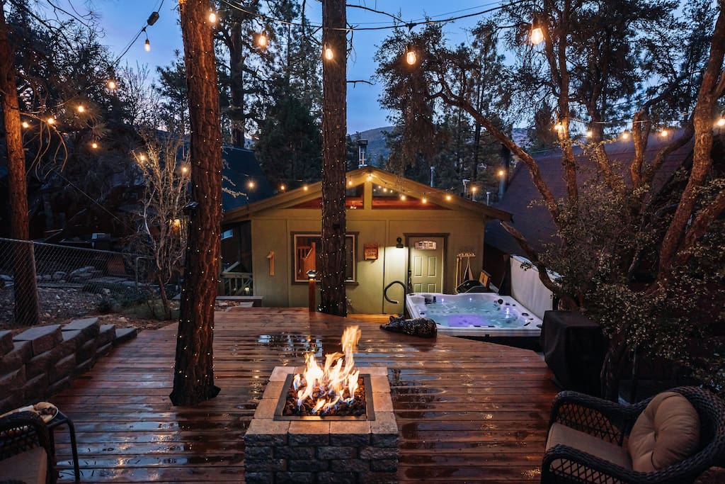 Sunset over the mountains, look at that amazing view from the cabin’s back deck!