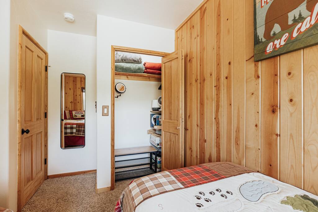 Both bedrooms have full length mirrors, a vanity mirror with lights inside the closet, luggage and shoe rack, hangers, extra blankets, heating, fans and humidifiers. 