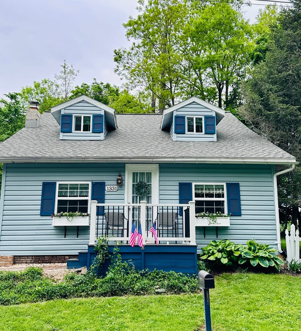 Blue Coat Cottage in summer.