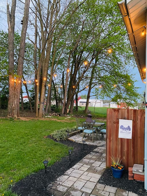 Edison lights finish off this private backyard.