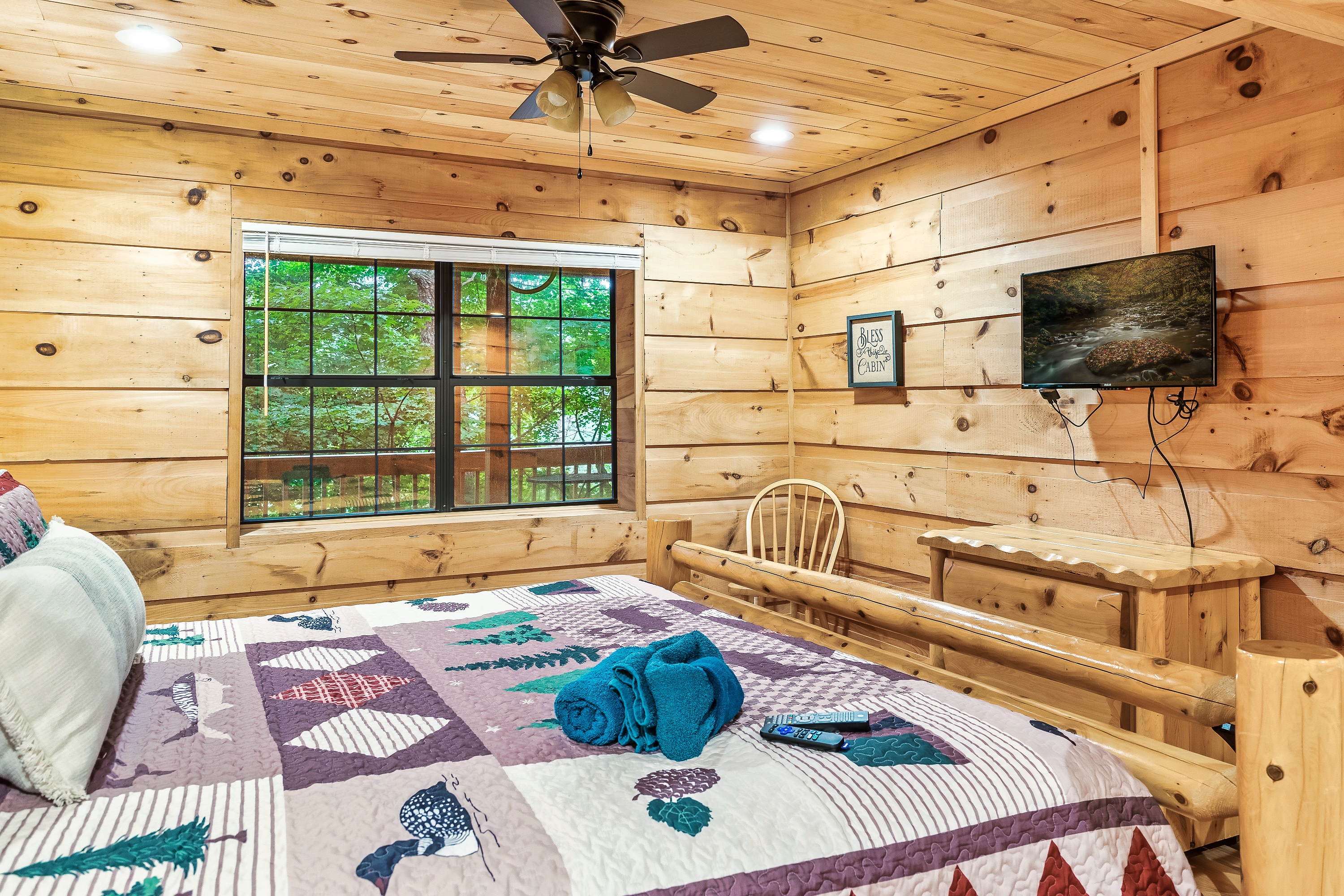 Downstairs king bedroom with ensuite full bathroom