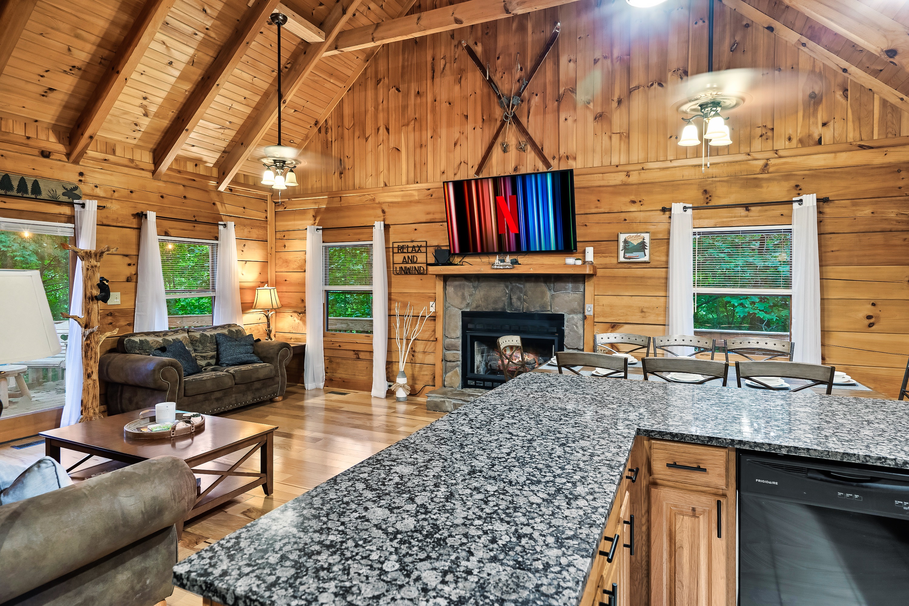 Enjoy this open floor concept where you have access to the kitchen, living room, and dining room