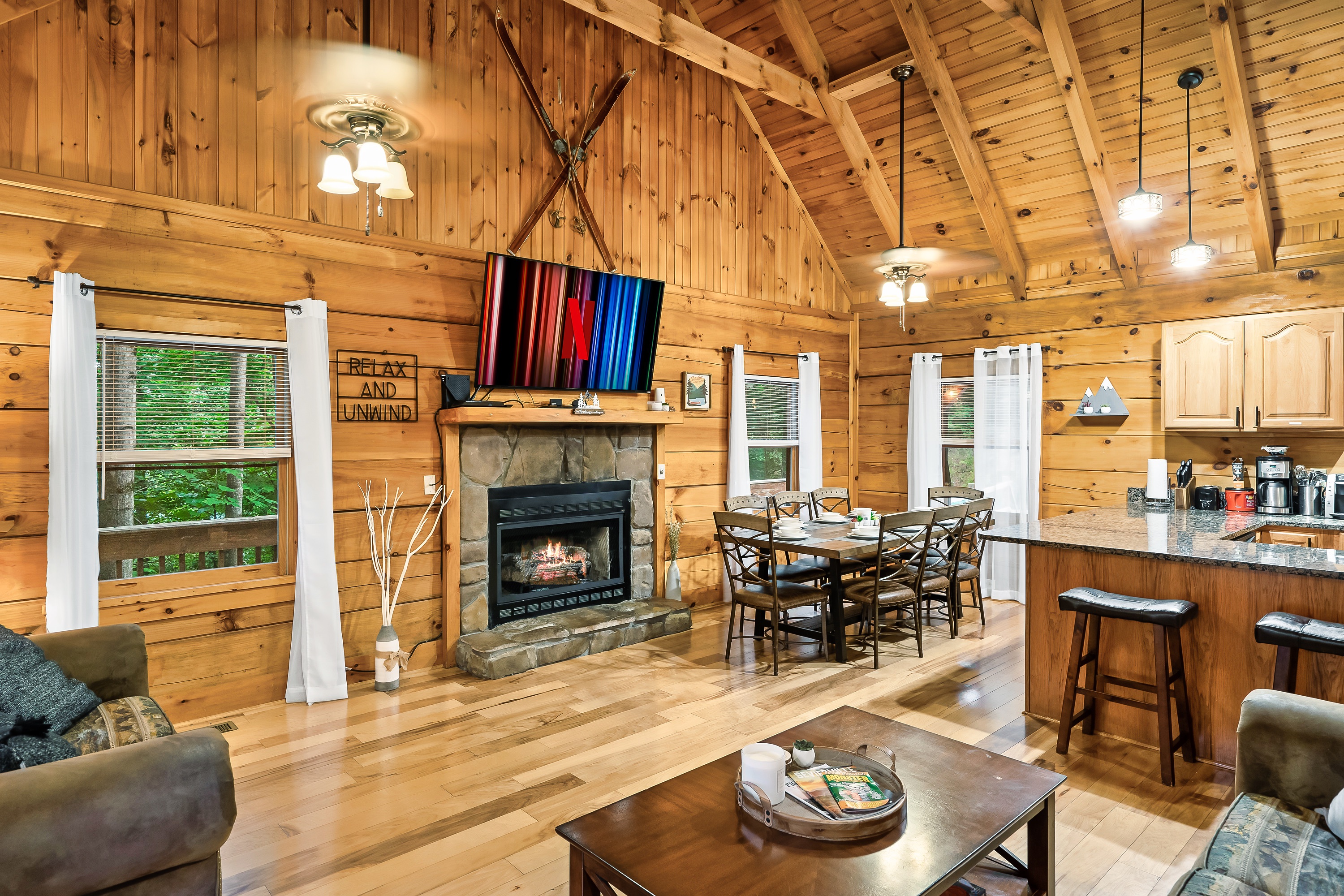 Enjoy this open floor concept where you have access to the kitchen, living room, and dining room