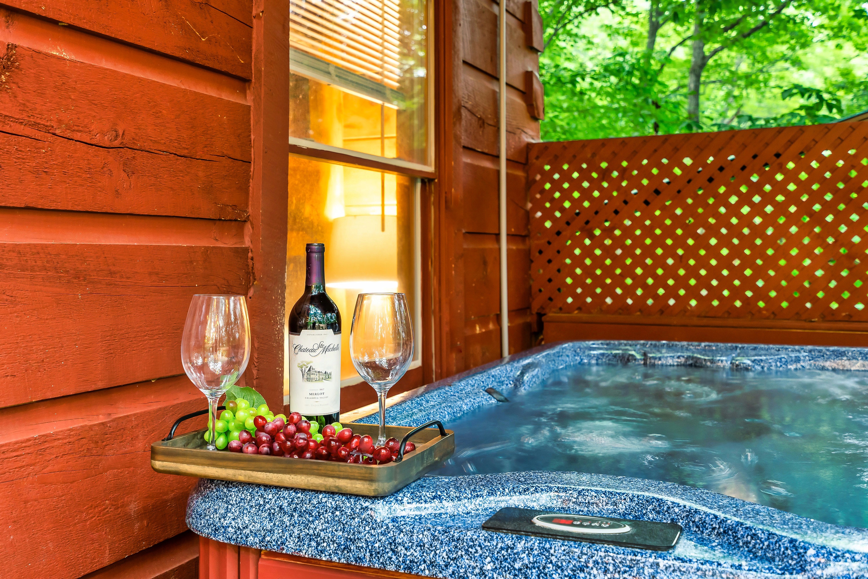 Bask in the intimate hot tub while listening to the birds chirp