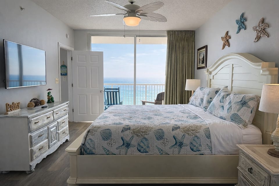 Wake up to this amazing view! Beachfront master suite with balcony access and large en-suite master bath. 