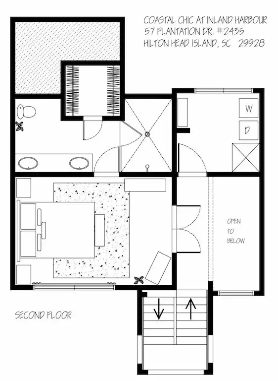 Upper floor floor plan - Coastal Chic at Inland Harbour - Hilton Head Island