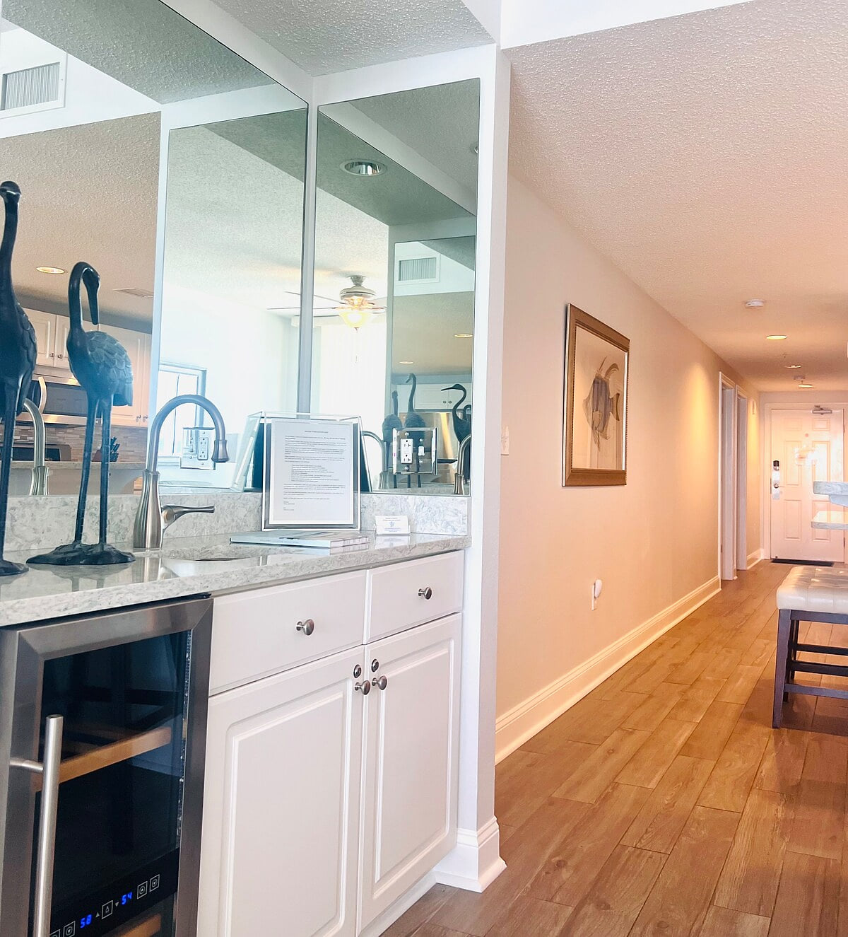 Wet bar with wine refrigerator