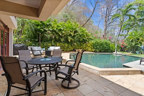 Poolside dining is informal and private.  