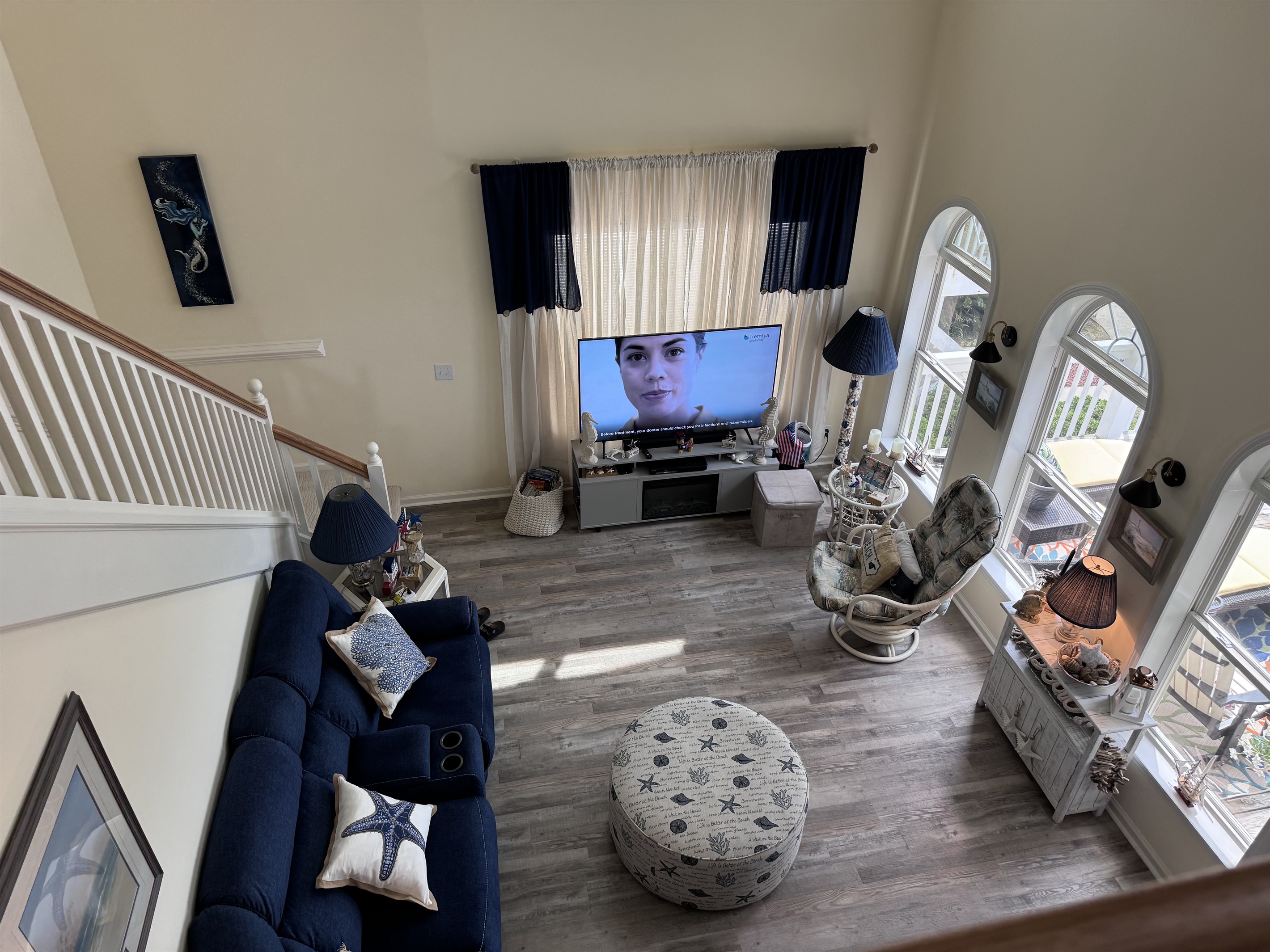 Overlooking downstairs Overlooking downstairs - The C's By The Sea - Holden Beach