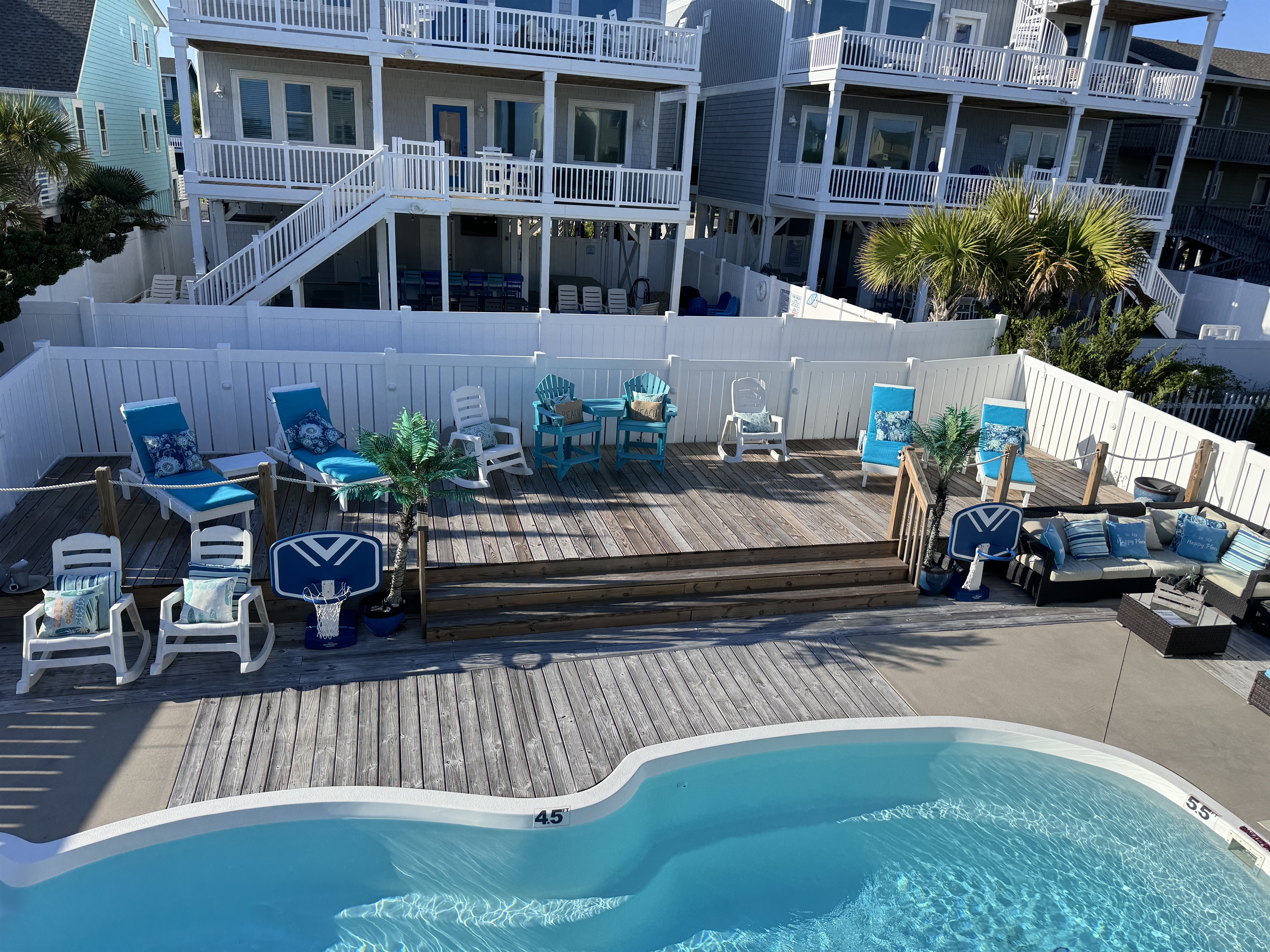 Back sun deck with Pollywood loungers Back sun deck with Pollywood loungers - The C's By The Sea - Holden Beach
