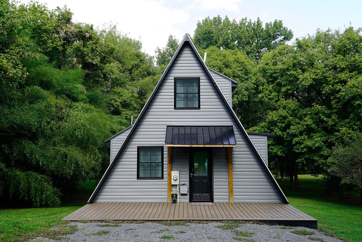 Riverfront🏕A-Frame Fire Pit🔥 Hot Tub / Hammock 
