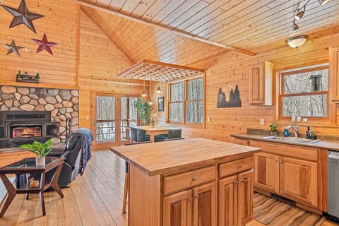 Spacious open concept kitchen, dining room, and living room