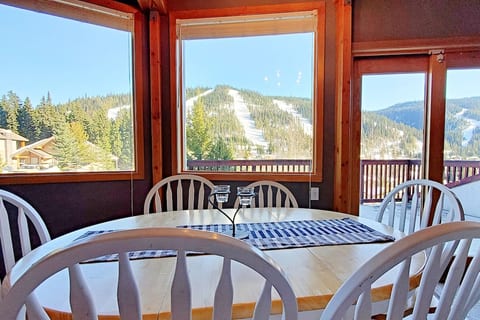 Enjoy the mountain views while eating or working