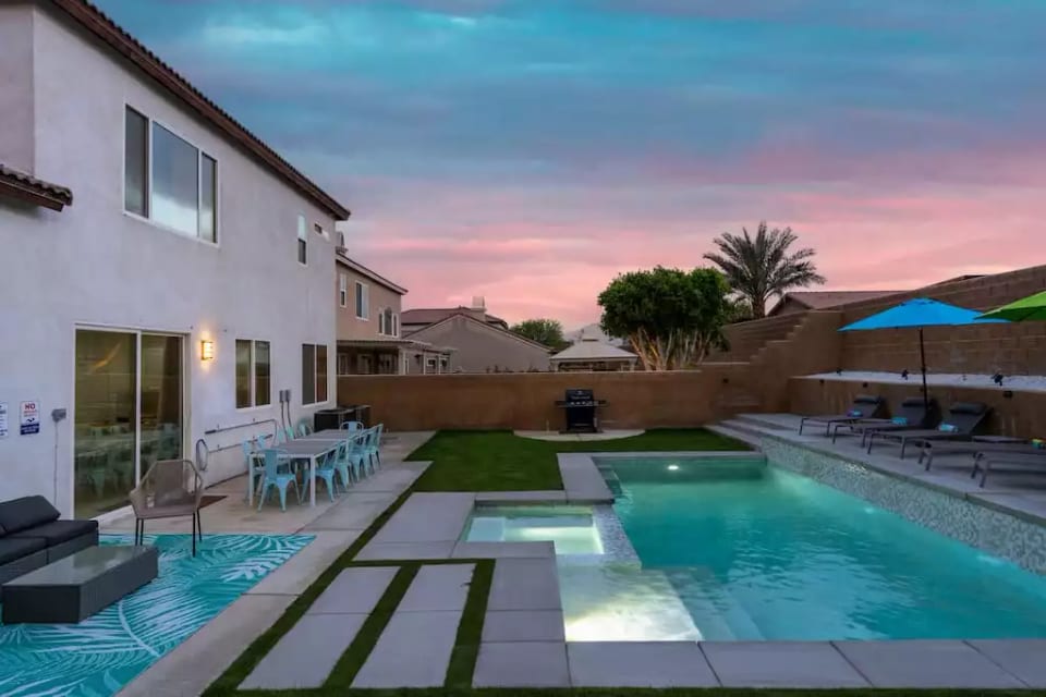 Enjoy this resort like backyard, private and fenced for your serene get away.