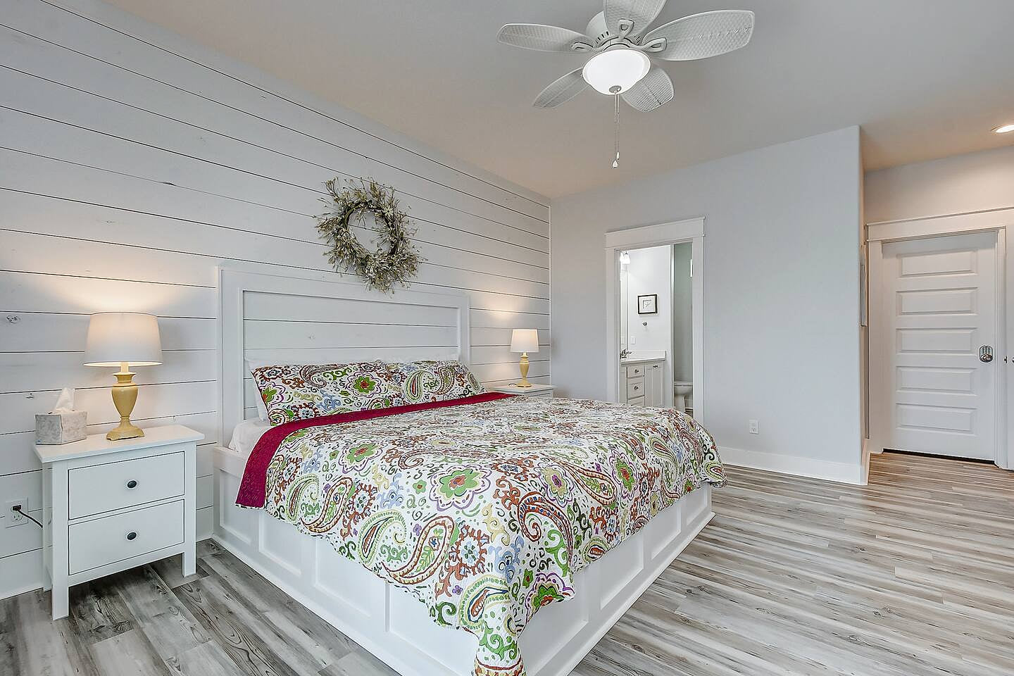 Indulge in luxury and comfort with our spacious master bedroom featuring a king size bed and a full size bathroom