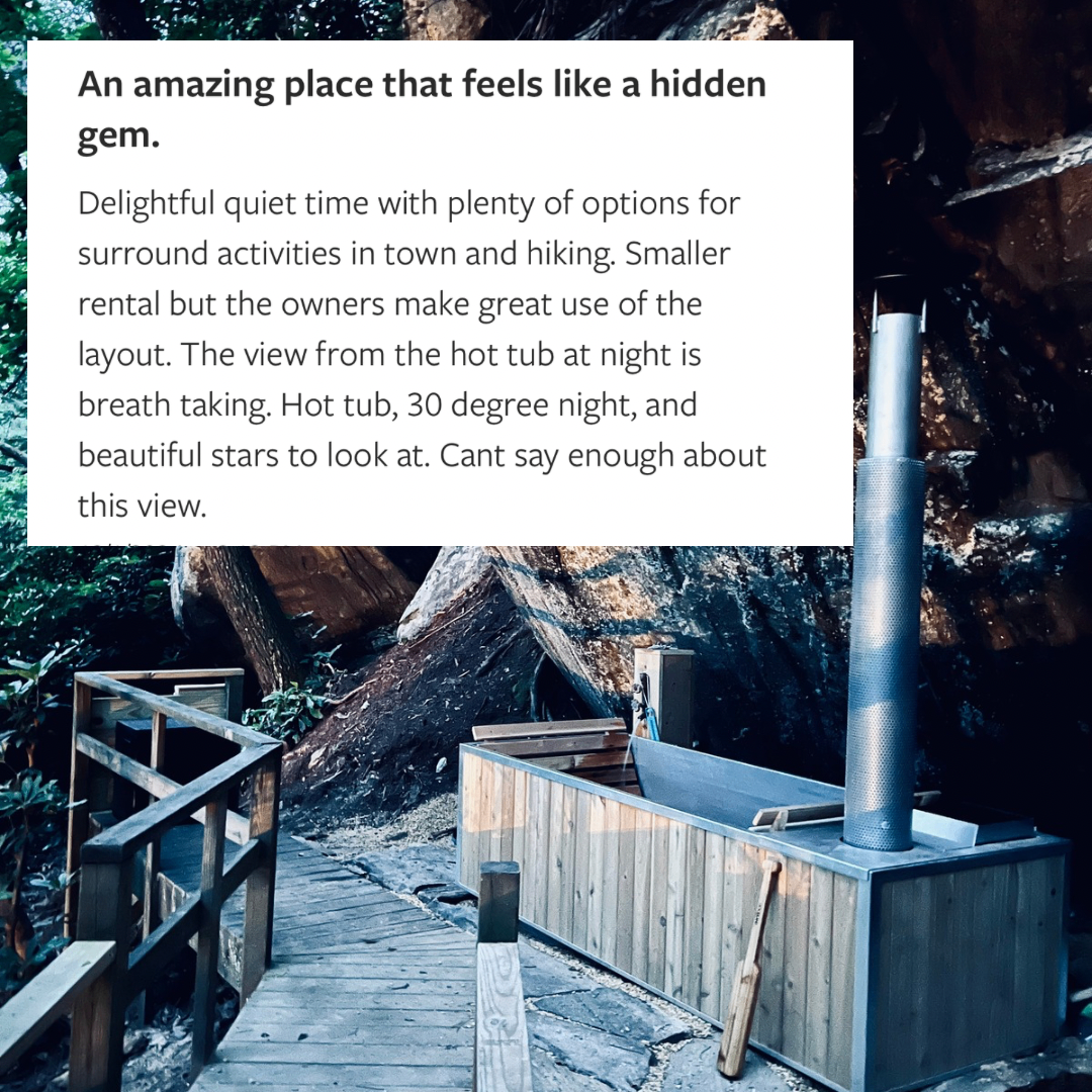 Secluded Creekside Cabin - wood fired hot tub