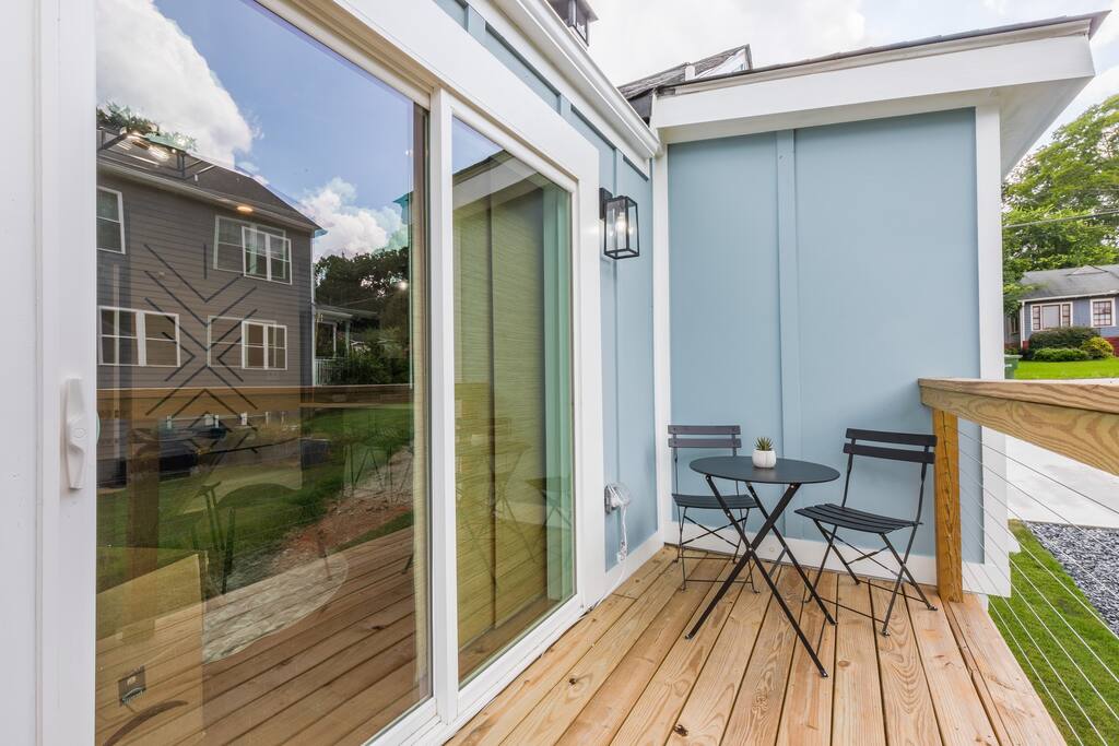 Start your day with a fresh coffee on the side deck.