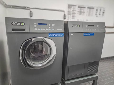 Free use of these professional grade washing machines and dryers is included in your reservation. There's even a dedicated hang drying room. Just book your laundry slot by using the reservation book in the room.
