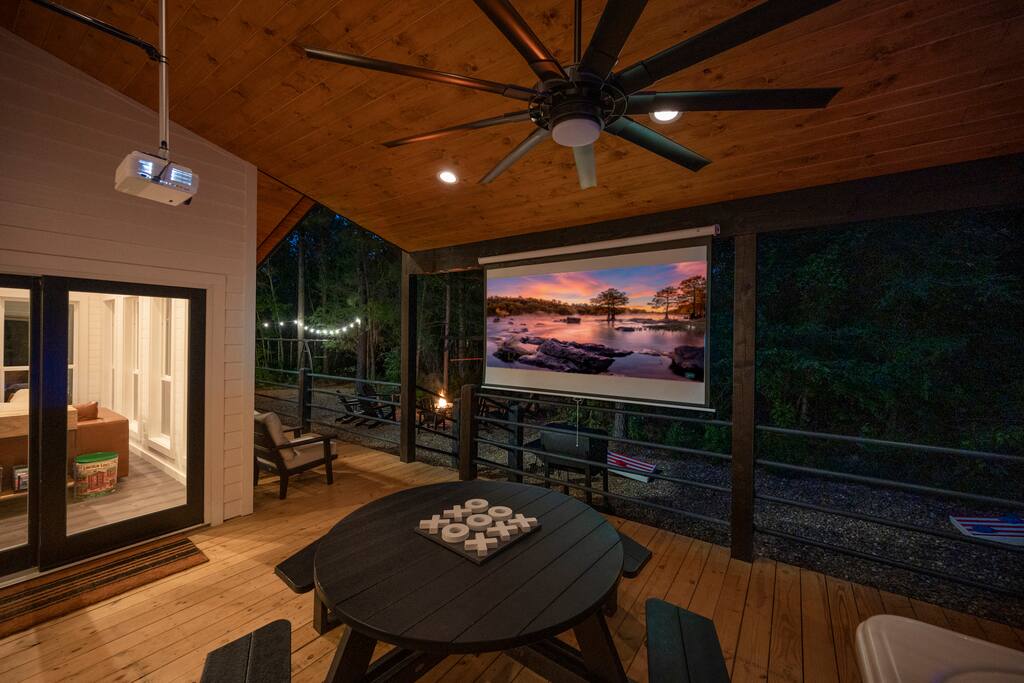 Enjoy a movie outdoors on the 100" outdoor movie screen.  