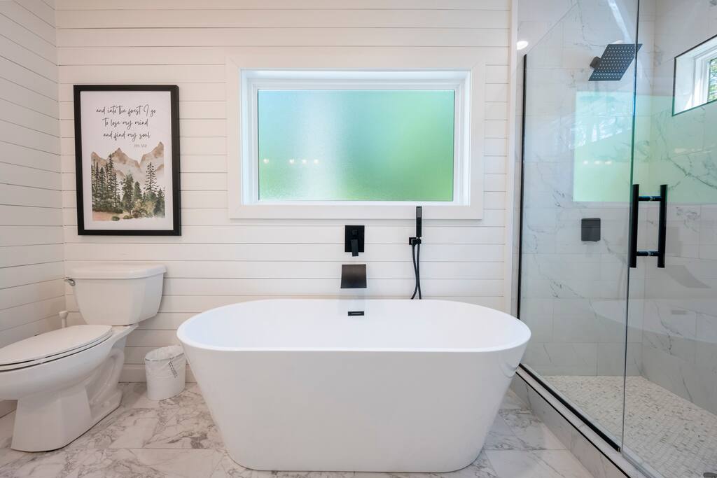 Master bathroom with free standing tub