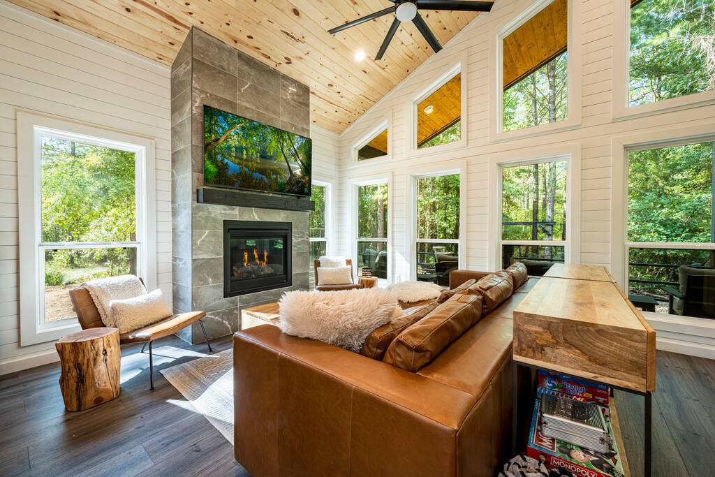 Enjoy games, great conversations, the fire or even whats on the 65" smart TV