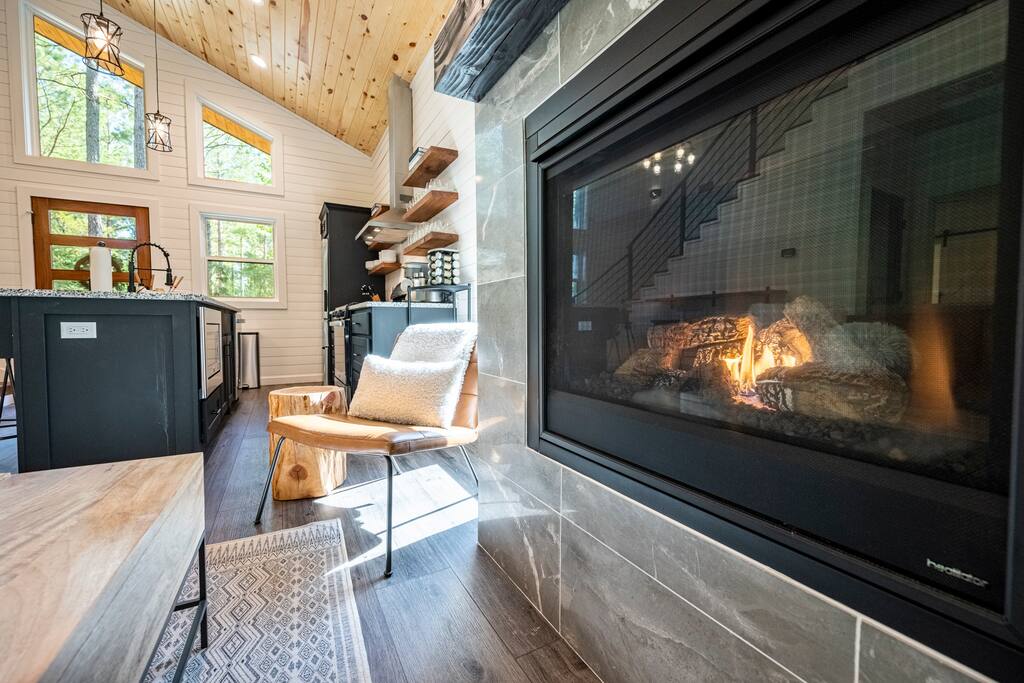 Cozy up by the gas fireplace with the flip of a switch.