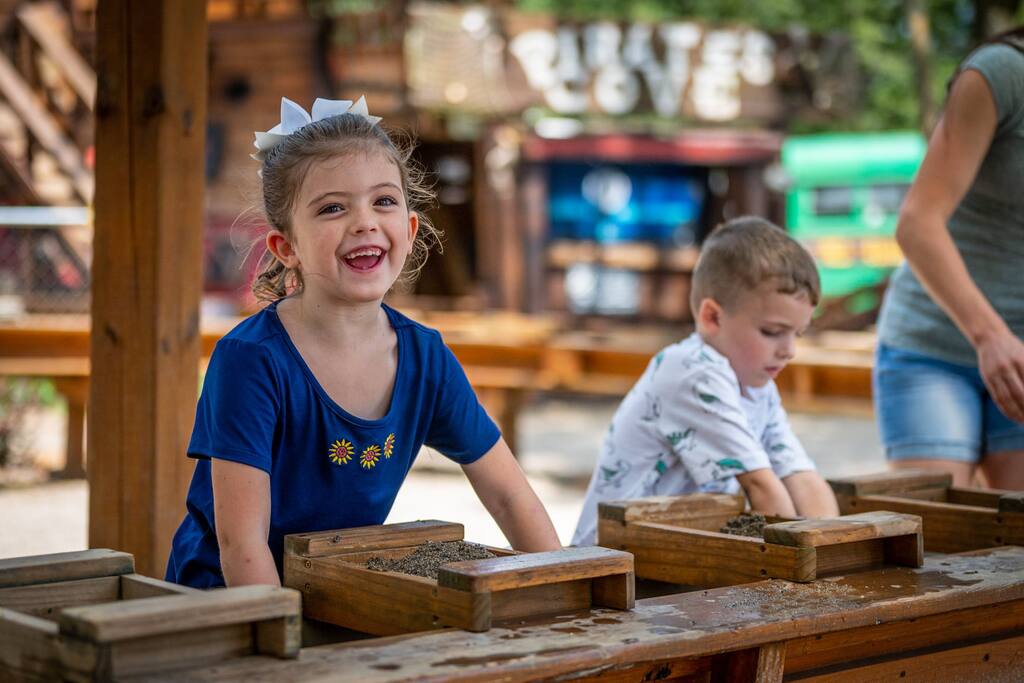 Another guest favorite is a visit to the Beaver's Bend Mining Company where kid's can enjoy gem mining, a dino dig, making wax hands, pirate cove adventure, mini golf & more & parents can enjoy the smiles! :)